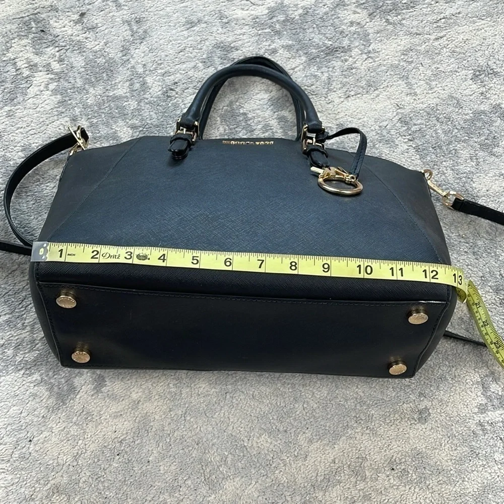 MICHAEL Michael Kors Ciara Saffiano Leather 2 Way Shoulder Bag Purse Black